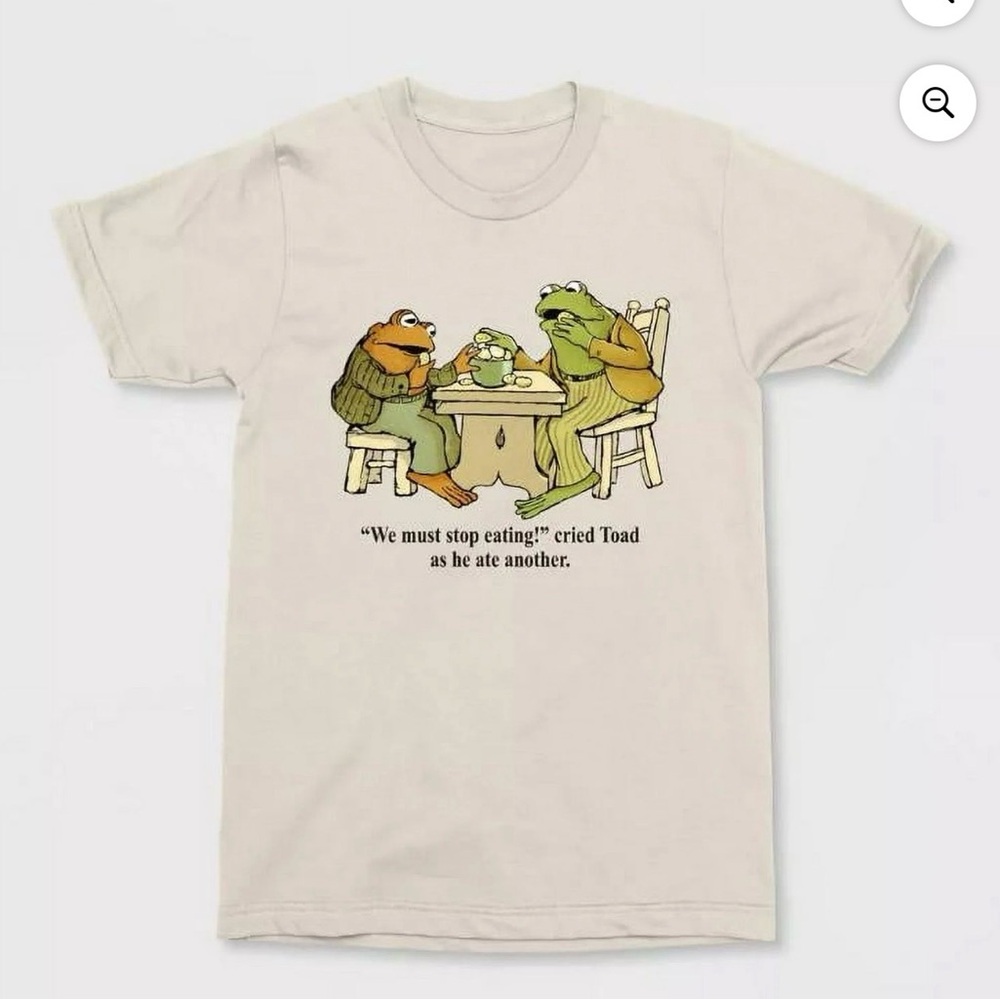 Frog and Toad We Must Stop Eating Cried Toad As He Ate Another T-Shirt NWT